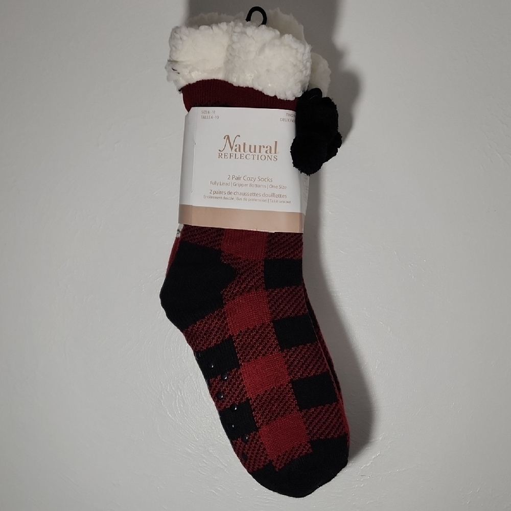 Natural Reflections Red and Black Cozy Socks